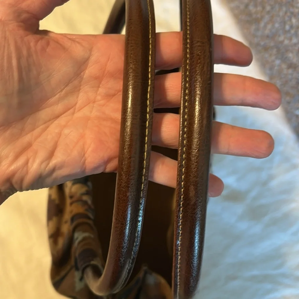 Vintage Southwestern Tribal Print Canvas Circle Handle Purse - Picture 4 of 11